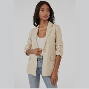 JustFab Girlfriend Linen Blend Blazer in Cement Size Medium NWT
